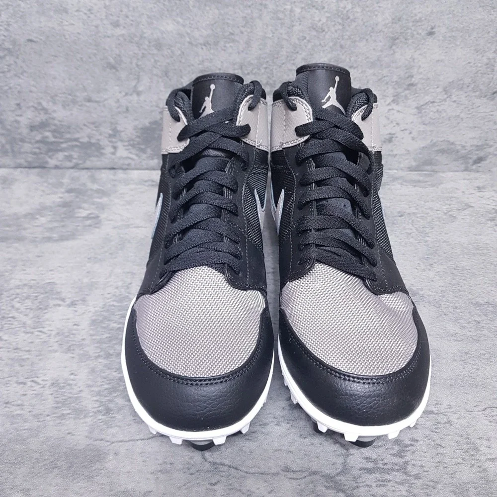 NIKE Air Jordan 1 TD Mid Shadow Grey Football Cleats Mens 8 Black Grey Lunarlon‎